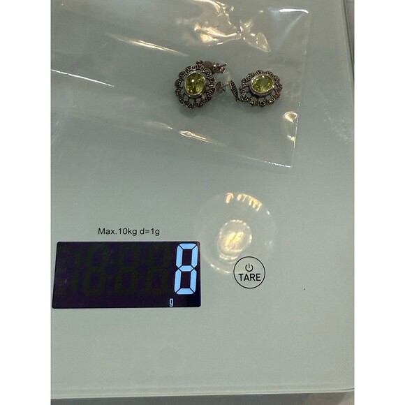Dee Berkley Jewerly VINTAGE Earrings Sterling Silver Peridot Marcasite DBJ - Picture 13 of 13